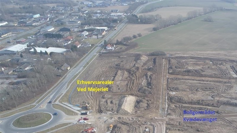 Luftfoto af erhvervsarealer "Ved Mejeriet"